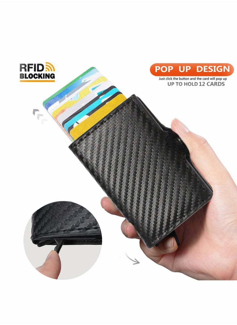 Y&D - Card Holder, Men Credit Money Clip Wallets for Men, Slim Case Front Pocket Anti-theft-RFID Auto Pop up Travel Thin (Carbon Leather) - Image 1