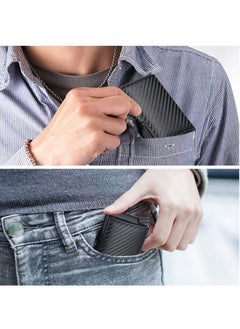 Y&D Card Holder, Men Credit Money Clip Wallets for Men, Slim Case Front Pocket Anti-theft-RFID Auto Pop up Travel Thin (Carbon Leather)  - Image 3