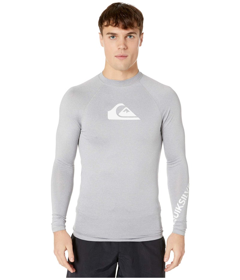 Quiksilver mens All Time Long Sleeve Rashguard Upf 50 Sun Protection Surf Rash Guard Shirt, Sleet Heather, Medium US - Image 1