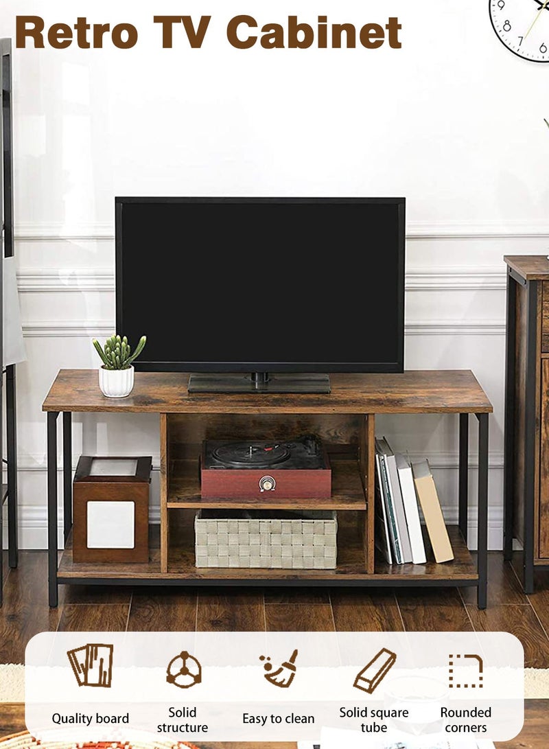 ايكي ايك حامل تلفزيون مع رفوف، وحدة تحكم تلفزيون مع تخزين مفتوح، وحدة تحكم بإطار معدني لغرفة المعيشة وغرفة الترفيه، 110 × 40 × 50 سم - Image 3