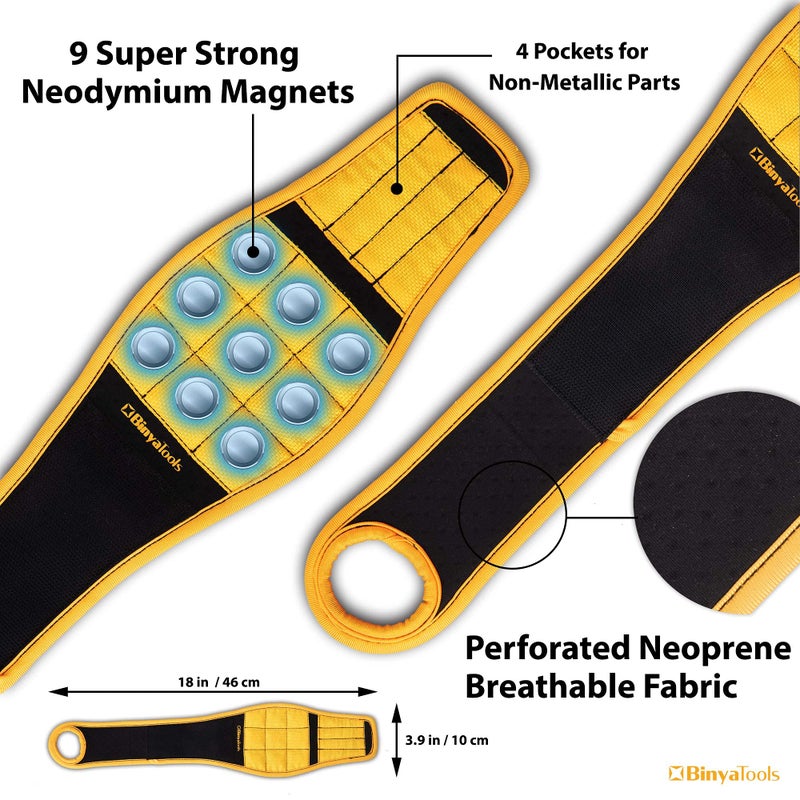 BINYATOOLS Magnetic Wristband with Super Strong Magnets Holds Screws, Nails, Drill Bit. Unique Wrist Support Design Cool Handy Gadget Gifts for Fathers, Boyfriends, Handyman, Electrician - Image 4