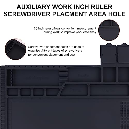 HPFIX Premium Heat Resistant 932°F Magnetic Silicone Soldering Mat Electronics Work Mat for Computer Cell Phone Laptop Repair, BGA Soldering Gun Iron Workbench Protection - Image 5