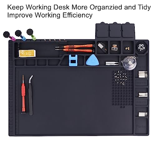 HPFIX Premium Heat Resistant 932°F Magnetic Silicone Soldering Mat Electronics Work Mat for Computer Cell Phone Laptop Repair, BGA Soldering Gun Iron Workbench Protection - Image 2