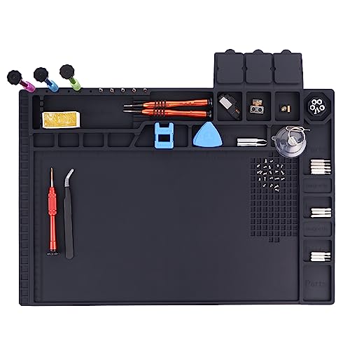 HPFIX Premium Heat Resistant 932°F Magnetic Silicone Soldering Mat Electronics Work Mat for Computer Cell Phone Laptop Repair, BGA Soldering Gun Iron Workbench Protection - Image 1