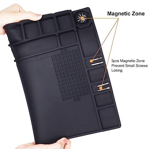 HPFIX Premium Heat Resistant 932°F Magnetic Silicone Soldering Mat Electronics Work Mat for Computer Cell Phone Laptop Repair, BGA Soldering Gun Iron Workbench Protection - Image 4