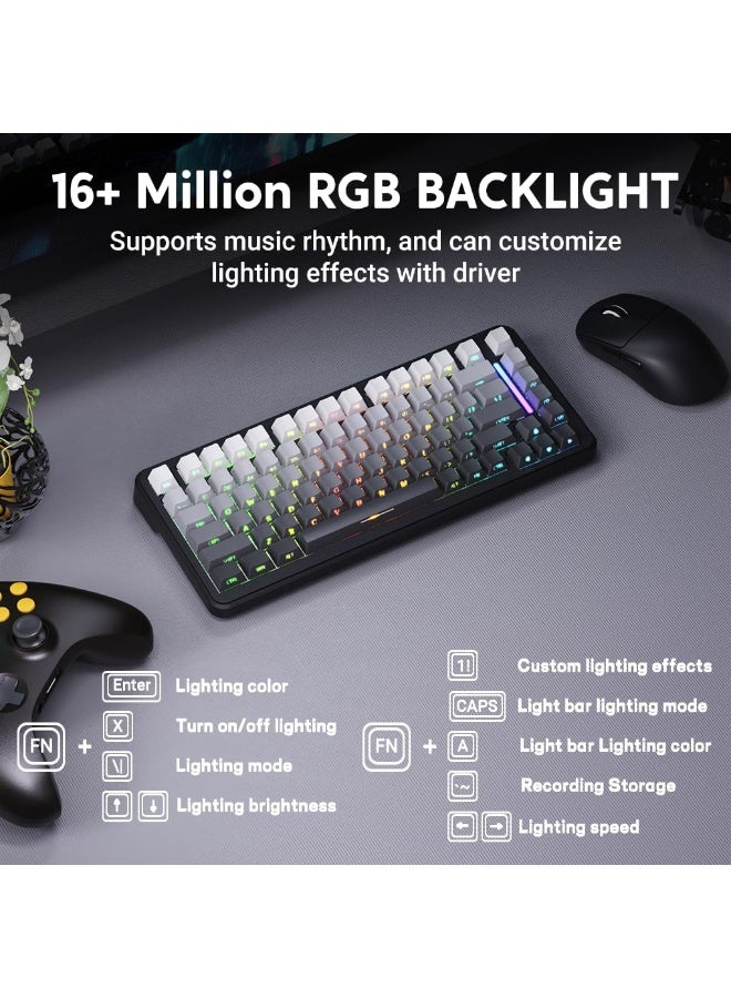 Attack Shark M86 83 Keys Wireless Mechanical Keyboard, 75% Gasket Hot Swappable Custom Keyboard, Side Printed PBT Keycaps, RGB Backlit, Pre-lubed Switches, BT/2.4GHz/ Wired Mechanical Gaming Keyboard - Image 4