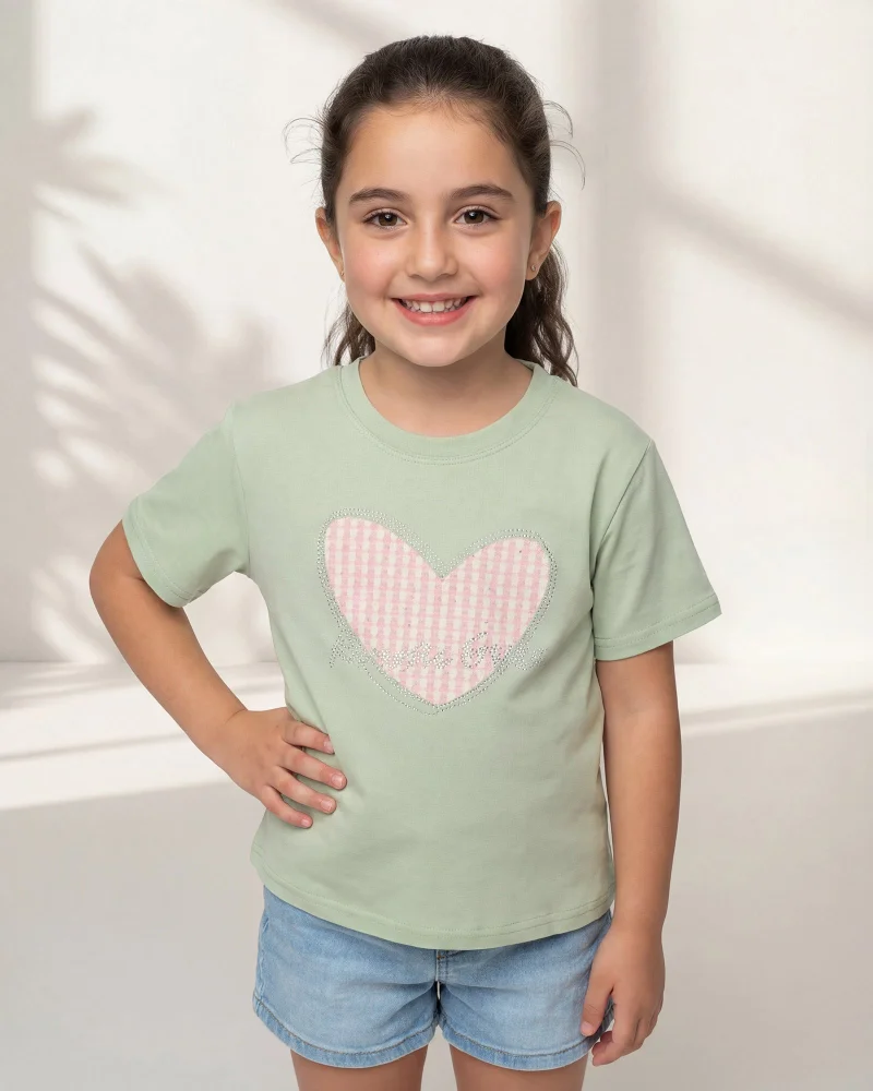 Redtag Girls Green Embellished T Shirt
