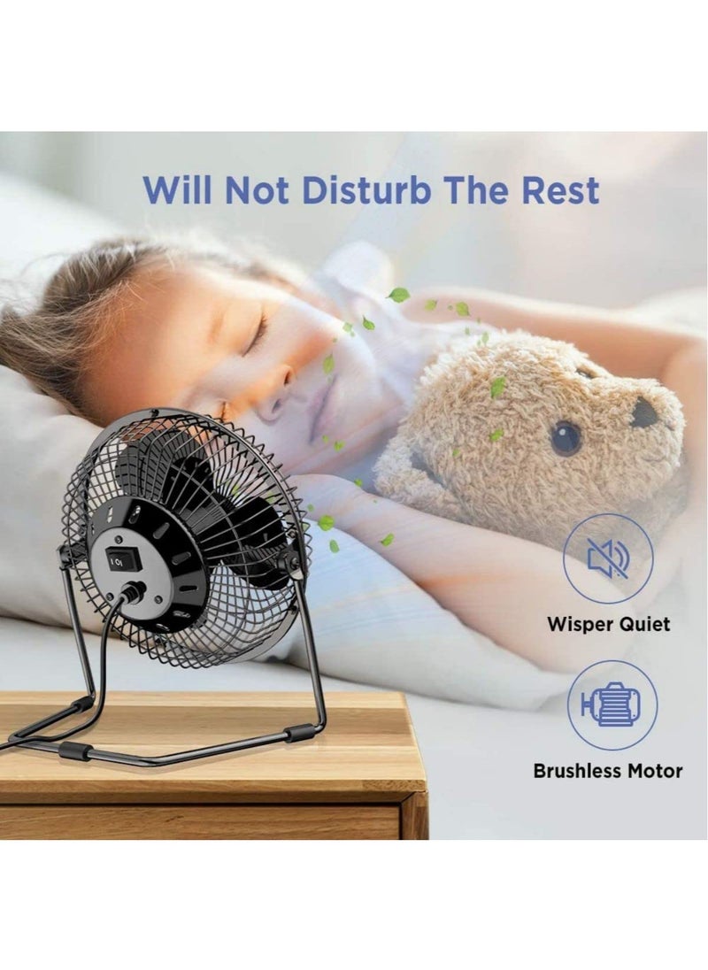 Bukela USB Desktop Fan, USB Powered Portable Fan, Mini Quiet Desktop Fan, Metal Construction, Strong Airflow, 360° Adjustable Desktop Small Personal Cooling Fan for Office, Home, Bedroom  - Image 2