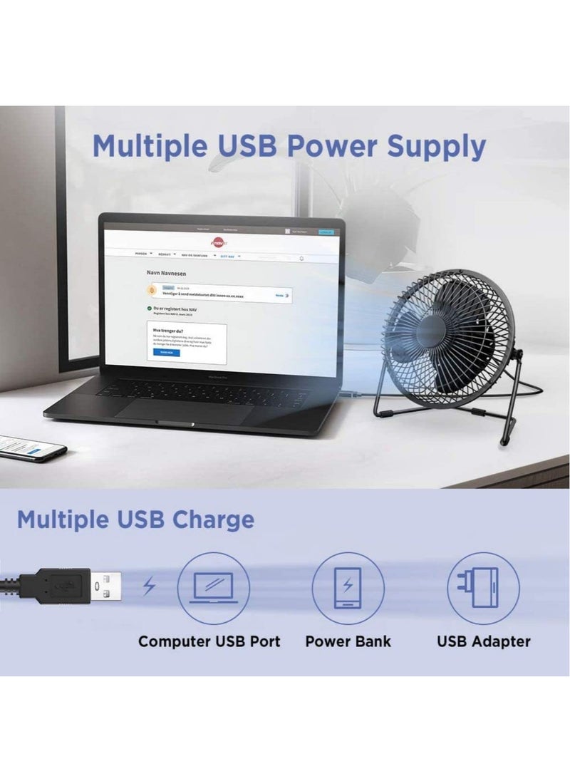 Bukela USB Desktop Fan, USB Powered Portable Fan, Mini Quiet Desktop Fan, Metal Construction, Strong Airflow, 360° Adjustable Desktop Small Personal Cooling Fan for Office, Home, Bedroom  - Image 4