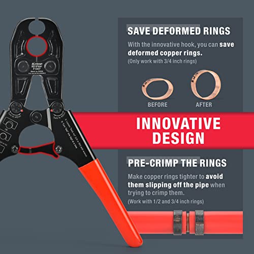 IWISS iCrimp 1/2 and 3/4-inch Combo Pex Pipe Crimping Tool for Copper Ring with Gauge meets ASTM 1807 Standard-manufactured by IWISS - Image 5