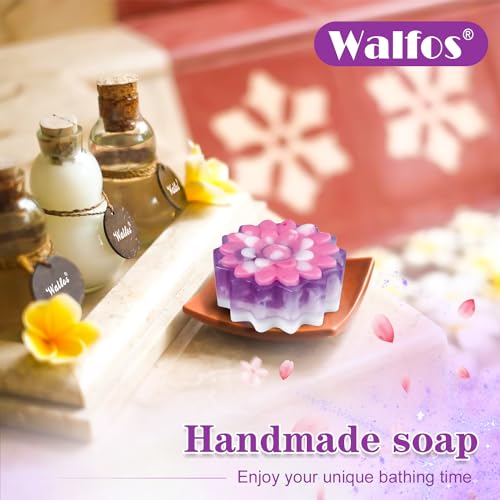 Walfos Silicone Flower Soap Mold,6 Cavities Different Flower Shapes Soap Mold BPA Free.Perfect for Homemade Craft Soap,Ice,Mousse,Cake,Jelly,Chocolate.(2pcs Purple) - Image 4