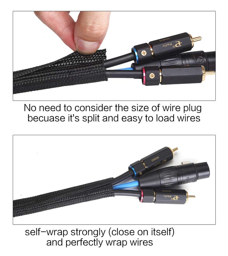 Alex Tech 25ft - 1 inch Cord Protector Wire Loom Tubing Cable Sleeve Split Sleeving For USB Cable Power Cord Audio Video Cable â€“ Protect Cat From Chewing Cords - Black - Image 2