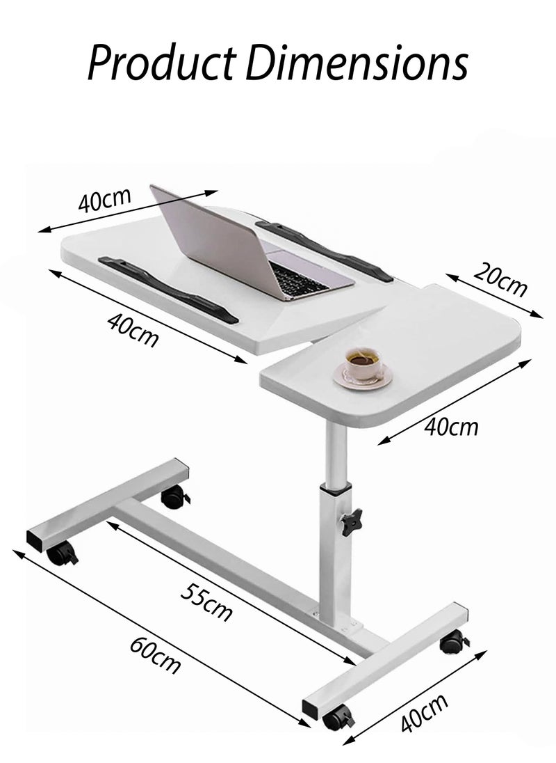 DBLEW - Fully Adjustable Overbed Laptop Table 360 Degree Rotating Split Tiltable Tabletop Portable Desktop Adjustable Mobile Podium Laptop Stand Rolling Computer Desk Cart, with Wheels For Home, Office Workstation, School, Hospital Tray Nursing Reading Writing Eating Over Sofa End Table With Adjustable Height - Image 1