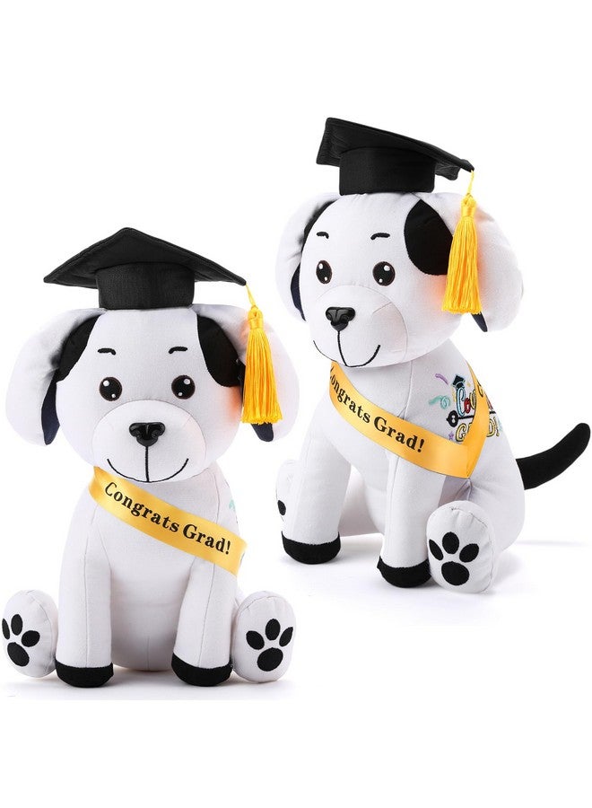 Zomiboo Zomiboo 2 Pcs Graduation Autograph Stuffed Dog to Sign 12 Inches Signature Animal 2025 Congratulations Plush Dog with Cap and Sash Cute Graduation Gifts(Black)  - Image 1