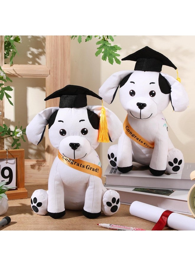 Zomiboo Zomiboo 2 Pcs Graduation Autograph Stuffed Dog to Sign 12 Inches Signature Animal 2025 Congratulations Plush Dog with Cap and Sash Cute Graduation Gifts(Black)  - Image 4
