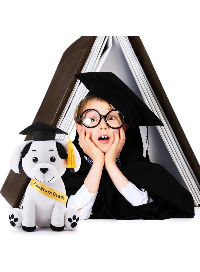 Zomiboo Zomiboo 2 Pcs Graduation Autograph Stuffed Dog to Sign 12 Inches Signature Animal 2025 Congratulations Plush Dog with Cap and Sash Cute Graduation Gifts(Black)  - Image 5