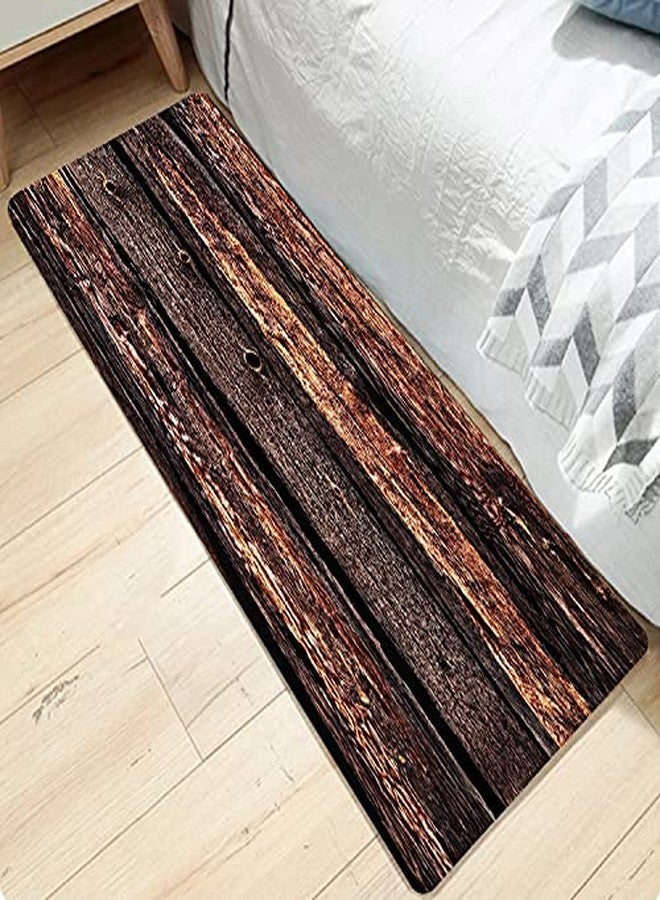 LYFANS Dark Brown Old Wood Plate Printing Memory Foam Anti Slip mat and Doormat Anti Slip Absorbent Flannel Bathroom Carpet 47x18 inches - Image 5