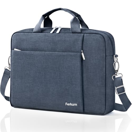 Ferkurn Laptop Case Sleeve 15.6 16 Inch Laptop Bag for Women Men Compatible with HP Envy Pavilion/Dell Inspiron XPS/Lenovo/Acer, Shoulder Strap Carrying Briefcase Computer Messenger Bag Case, Grey - Image 1