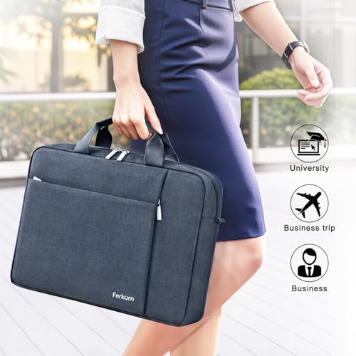 Ferkurn Laptop Case Sleeve 15.6 16 Inch Laptop Bag for Women Men Compatible with HP Envy Pavilion/Dell Inspiron XPS/Lenovo/Acer, Shoulder Strap Carrying Briefcase Computer Messenger Bag Case, Grey - Image 4