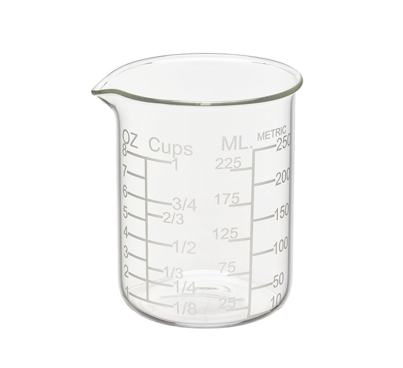 Ackers BORO3.3 Ackers Etched Graduated Glass Measuring Cup - V-Shaped Spout- High Borosilicate Glass Measuring Cup for Kitchen or Dining, Easy to Read, 250ml (8oz, 1 Cup) - Image 5