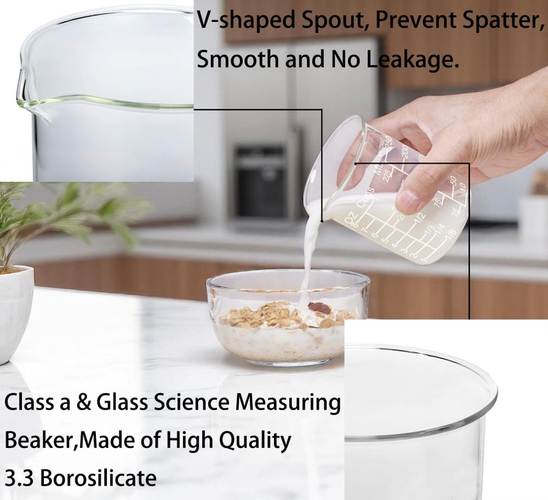 Ackers BORO3.3 Ackers Etched Graduated Glass Measuring Cup - V-Shaped Spout- High Borosilicate Glass Measuring Cup for Kitchen or Dining, Easy to Read, 250ml (8oz, 1 Cup) - Image 3