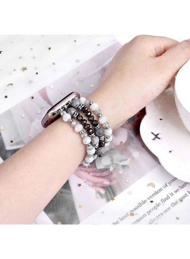 VISOOM Beaded Boho Bracelet Compatible for Apple Watch Band 40mm/38mm/41mm Series 9 8 7 SE Women Fashion Cute Handmade Crystal Beads Stretchy Watch Strap for iWatch Bands Series 6/5/4/3/2/1 - Image 2