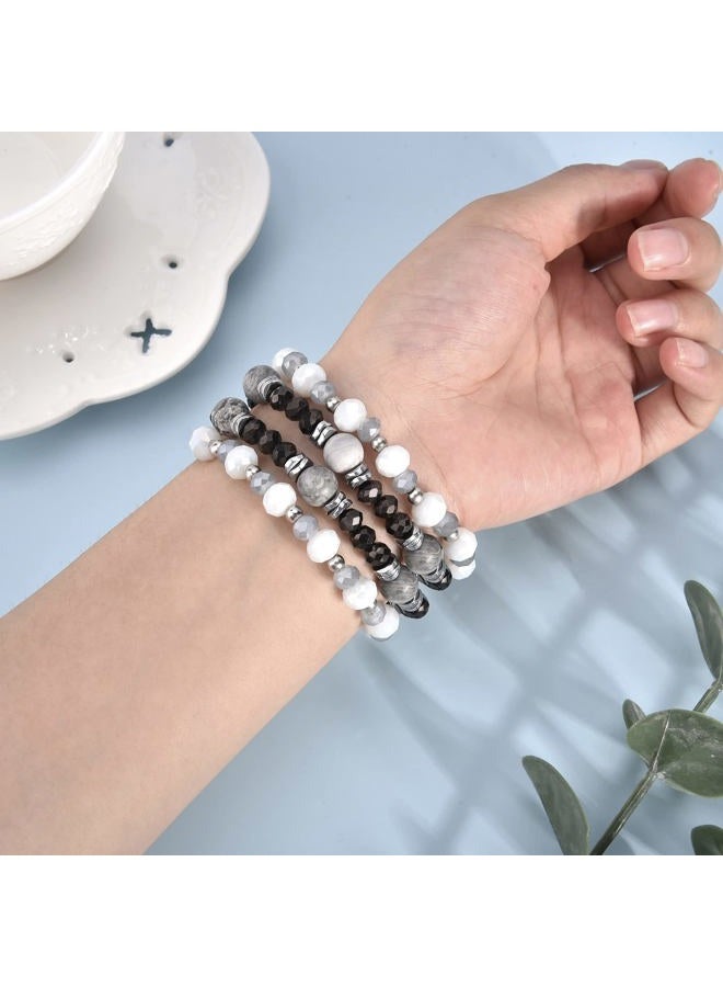 VISOOM Beaded Boho Bracelet Compatible for Apple Watch Band 40mm/38mm/41mm Series 9 8 7 SE Women Fashion Cute Handmade Crystal Beads Stretchy Watch Strap for iWatch Bands Series 6/5/4/3/2/1 - Image 5