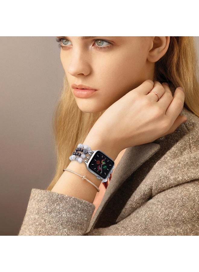 VISOOM Beaded Boho Bracelet Compatible for Apple Watch Band 40mm/38mm/41mm Series 9 8 7 SE Women Fashion Cute Handmade Crystal Beads Stretchy Watch Strap for iWatch Bands Series 6/5/4/3/2/1 - Image 4