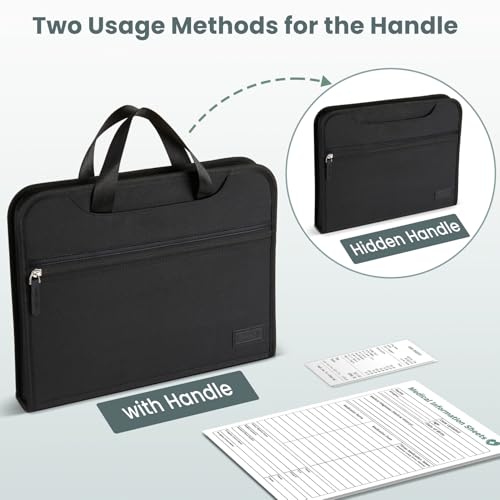 Sooez Heavy Duty Accordion File Organizer with Hidden Handle, Portable 12 Pockets Expanding File Folders, Cloth Monthly Bills Receipt Organizer for Letter/A4, School Classroom Home & Office Supplies - Image 4