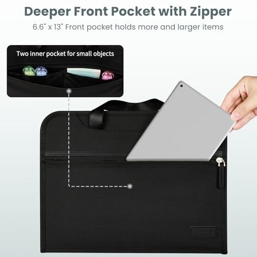 Sooez Heavy Duty Accordion File Organizer with Hidden Handle, Portable 12 Pockets Expanding File Folders, Cloth Monthly Bills Receipt Organizer for Letter/A4, School Classroom Home & Office Supplies - Image 5