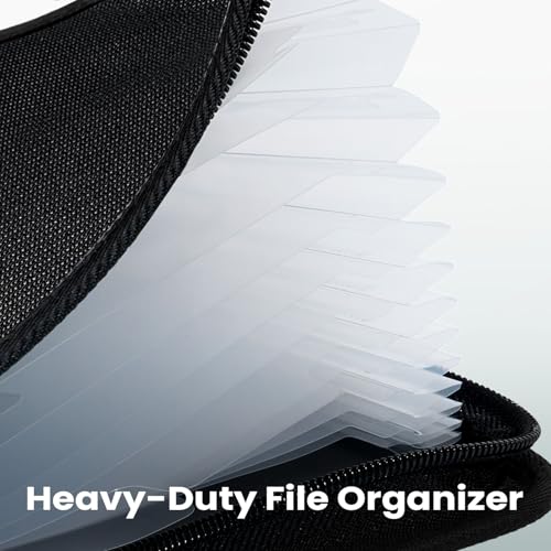 Sooez Heavy Duty Accordion File Organizer with Hidden Handle, Portable 12 Pockets Expanding File Folders, Cloth Monthly Bills Receipt Organizer for Letter/A4, School Classroom Home & Office Supplies - Image 2