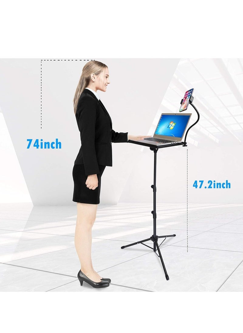 DUSALA Projector Laptop Tripod Stand - Computer, Tablet, DJ Equipment Holder Mount with Gooseneck Phone Holder Height Adjustable Up to 42 Inches w/ 15'' x 11'' Plate Size - Image 5
