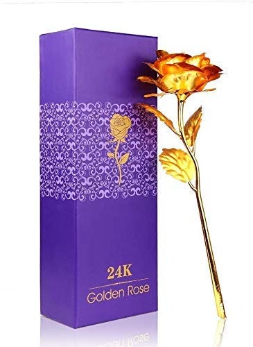 Kmart KHODIYAR Valentines Day Friendships Day Special 24K Gold Rose with Beautiful Gift Box and Carry Bag Rose for Girlfriend Boyfriend Golden  - Image 3