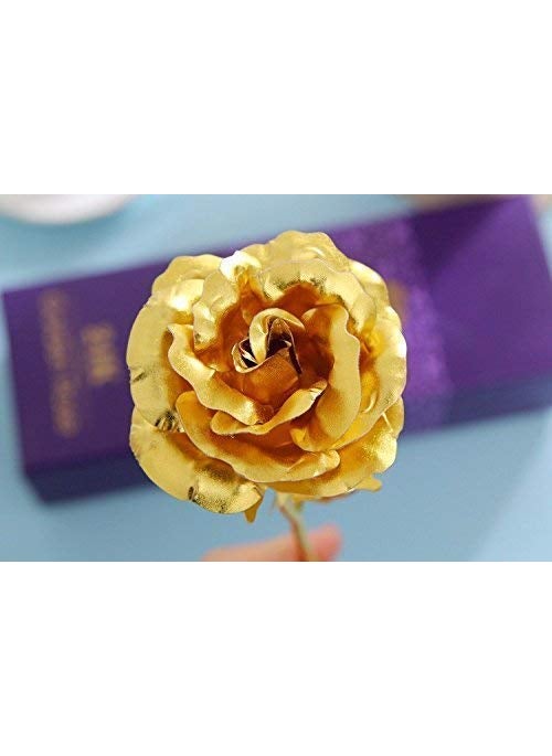 Kmart KHODIYAR Valentines Day Friendships Day Special 24K Gold Rose with Beautiful Gift Box and Carry Bag Rose for Girlfriend Boyfriend Golden  - Image 5