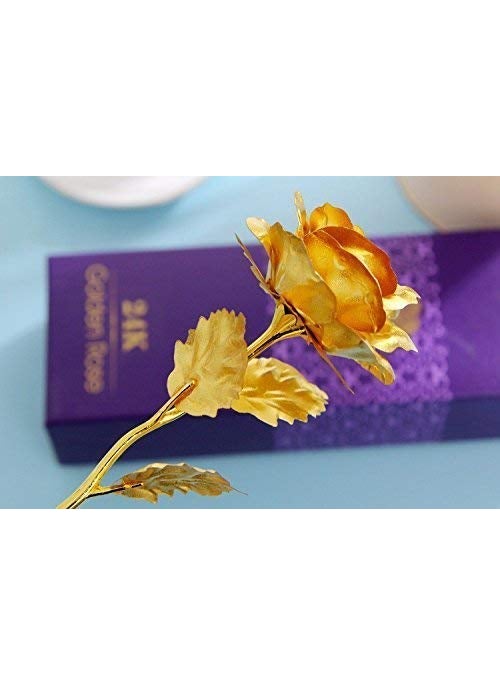 Kmart KHODIYAR Valentines Day Friendships Day Special 24K Gold Rose with Beautiful Gift Box and Carry Bag Rose for Girlfriend Boyfriend Golden  - Image 4