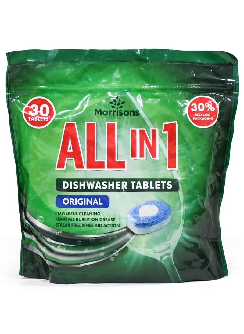 Morrisons All In 1 Original Dishwasher Tablets 30 Pcs - Image 1