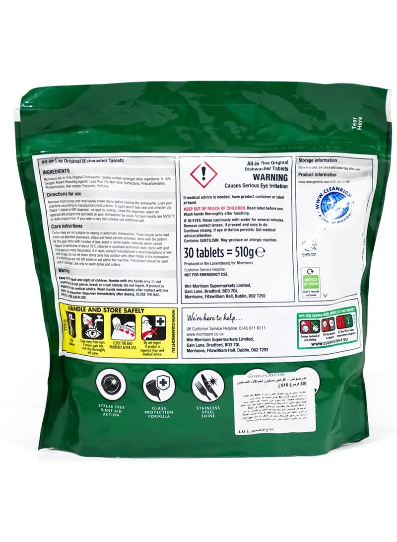 Morrisons All In 1 Original Dishwasher Tablets 30 Pcs - Image 2