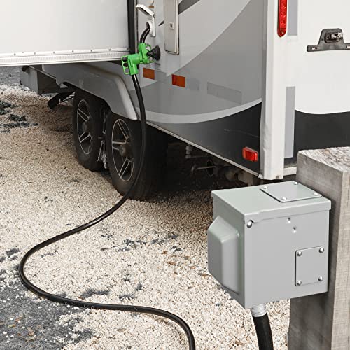 RVGUARD 50 Amp 25 Foot RV/EV Extension Cord, NEMA 14-50P/R Heavy Duty Extension Cord with LED Power Indicator and Cord Organizer, Green, ETL Listed - Image 2