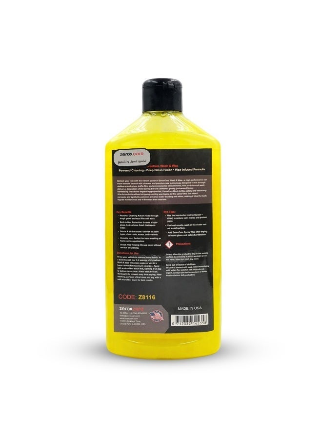 زيروكسكير مجموعة Zerox Care Advance المكونة من 4 قطع: شامبو غسيل وتلميع (Wash & Wax) للسيارات (473 مل) - رغوة تنظيف عميقة، تركيبة متوازنة الحموضة (pH)، لمعان فائق، آمن على الطلاء، يزيل الأوساخ ويستعيد اللمعان - Z8116. - Image 3