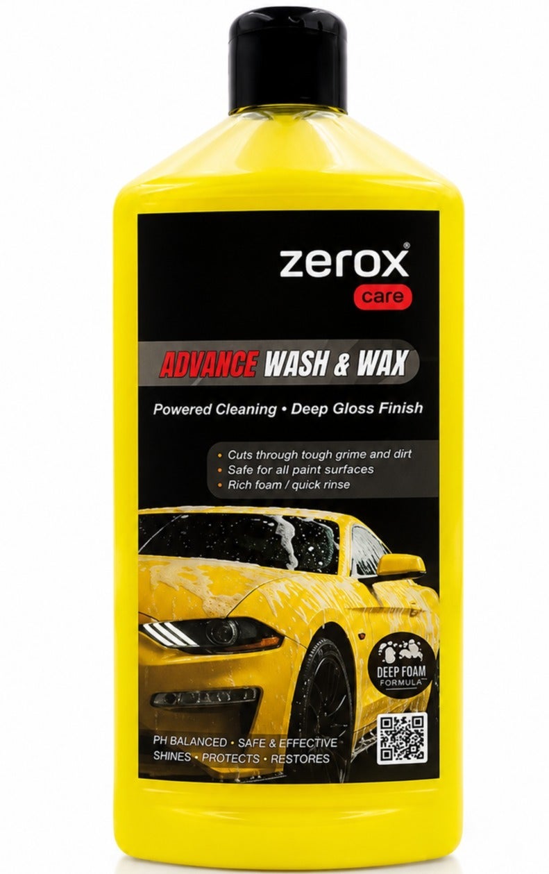 زيروكسكير مجموعة Zerox Care Advance المكونة من 4 قطع: شامبو غسيل وتلميع (Wash & Wax) للسيارات (473 مل) - رغوة تنظيف عميقة، تركيبة متوازنة الحموضة (pH)، لمعان فائق، آمن على الطلاء، يزيل الأوساخ ويستعيد اللمعان - Z8116. - Image 2