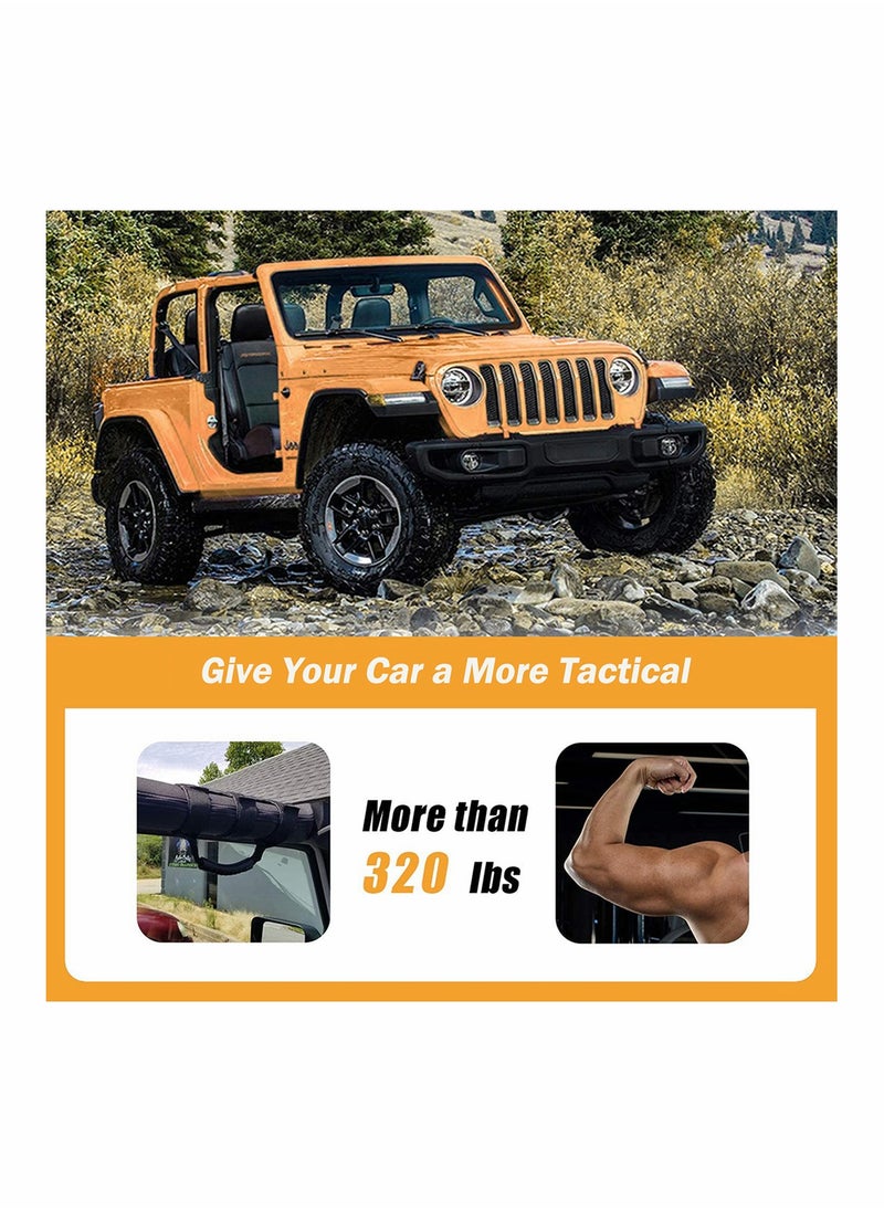 Grab Handle Set Roll Bar Grab Handles, Compatible with Jeep Wrangler TJ YJ JK, Easy to Fit 3 Straps Design for 1987-2020 Models, Fit for Jeep Wrangler Accessories, 2 Pack