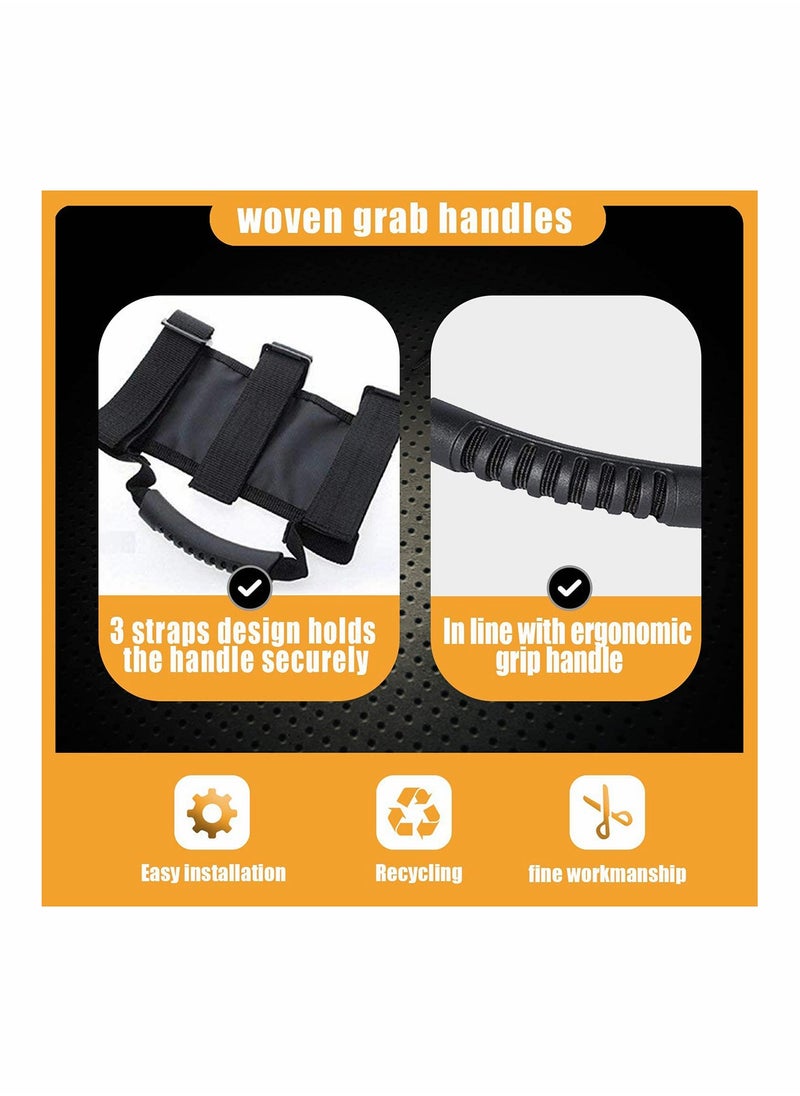 Grab Handle Set Roll Bar Grab Handles, Compatible with Jeep Wrangler TJ YJ JK, Easy to Fit 3 Straps Design for 1987-2020 Models, Fit for Jeep Wrangler Accessories, 2 Pack