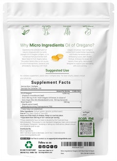 Micro Ingredients Oil of Oregano Softgels 6000mg Per Serving, 300 Count | 2 in 1 Formulated with Black Seed Oil 200mg, 4X Strength Carvacrol & Thymoquinone | Plant Based, Non-GMO & Immune Support  - Image 2