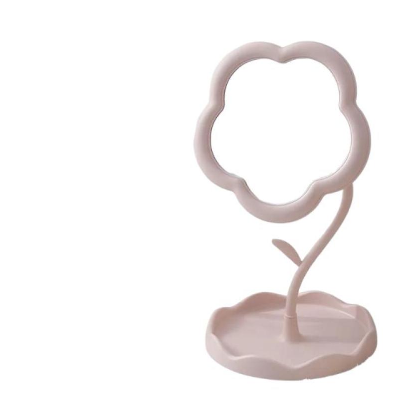 Rotary Flower Makeup Mirror with Adjustable Stand, Compact Vanity Mirror for Tabletop Use - Image 1