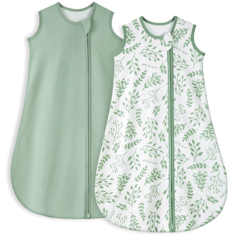 Yoofoss Baby Sleep Sack 0-6 Months TOG 1.0 Baby Wearable Blanket, 2 Pack 100% Organic Cotton Infant Toddler Sleeping Sack 2-Way Zipper Lightweight Sleep Sack - Image 1