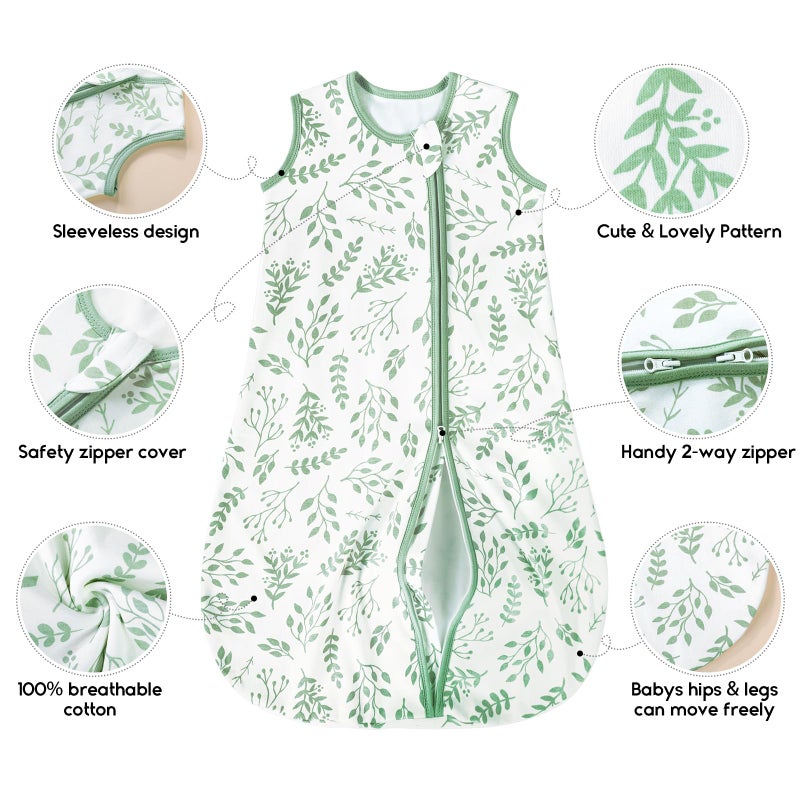 Yoofoss Baby Sleep Sack 0-6 Months TOG 1.0 Baby Wearable Blanket, 2 Pack 100% Organic Cotton Infant Toddler Sleeping Sack 2-Way Zipper Lightweight Sleep Sack - Image 5