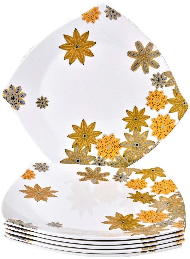 Smart Dinning طقم أطباق ميلامين ذكية 6 قطع 11 بوصة - مربع (أصفر) - Image 2