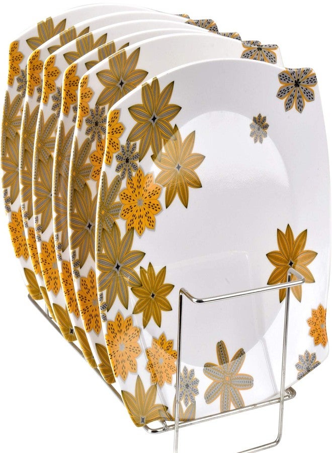 Smart Dinning طقم أطباق ميلامين ذكية 6 قطع 11 بوصة - مربع (أصفر) - Image 3
