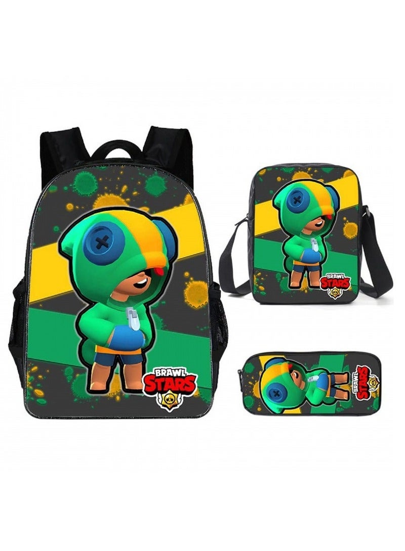 Brawl Stars Student Cartoon Anime Backpack Three-Piece Set 29*16*42cm