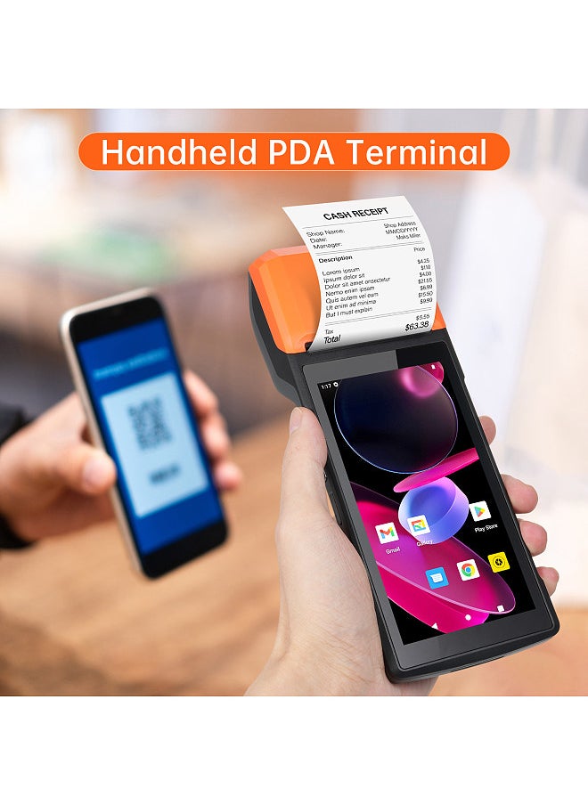 Handheld Android 13.0 POS Receipt Printer PDA Terminal Support 1D Barcode Scanner 2D Barcode Scanning 4G NFC Card Reading WiFi BT Communication